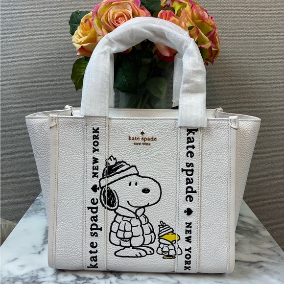 kate spade Handbags - Kate Spade Peanuts Snoopy & Woodstock Small Kip Tote Bag - NWT Retail $399